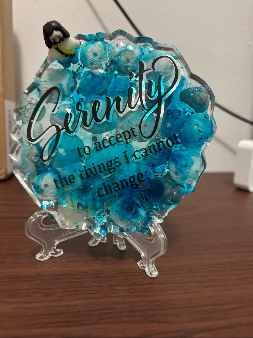 Serenity Inspirational Resin Plaque - Aqua Blue
